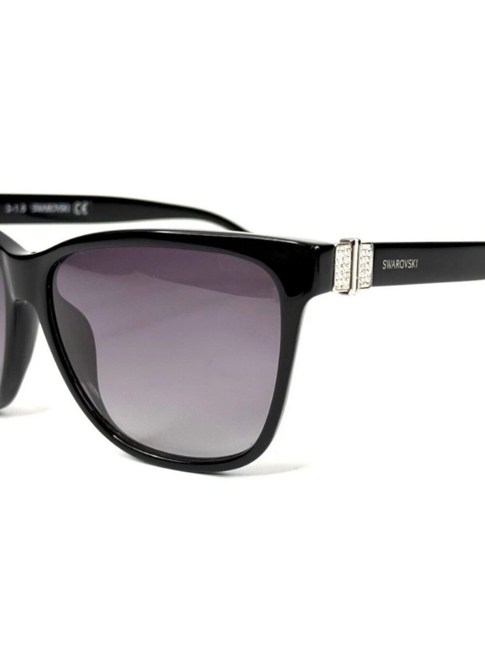 Swarovski Crystal-Accent Black Silver Square Sunglasses Gradient SW121 01B 56